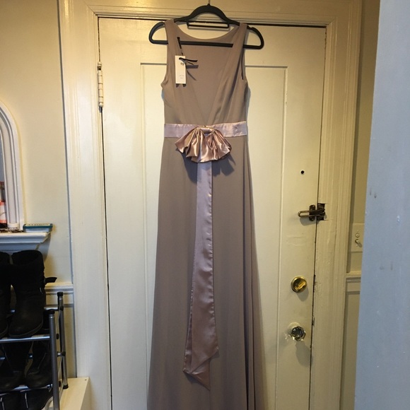 ASOS Sateen Bow Back Maxi Gray Bridesmaid Dress - Picture 6 of 8